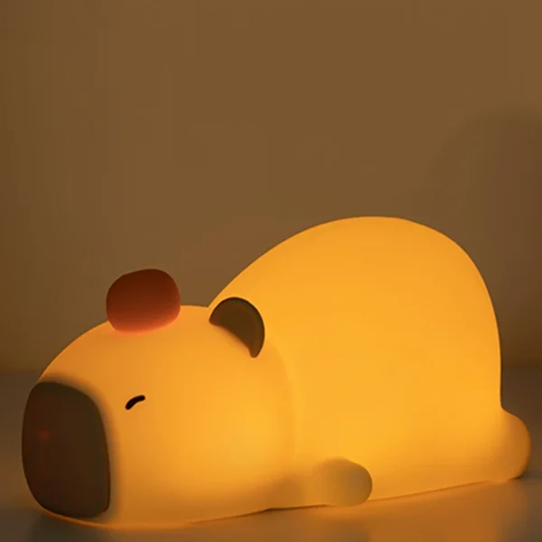 Capybara LED Night Light – USB Rechargeable Silicone Lamp for Kids